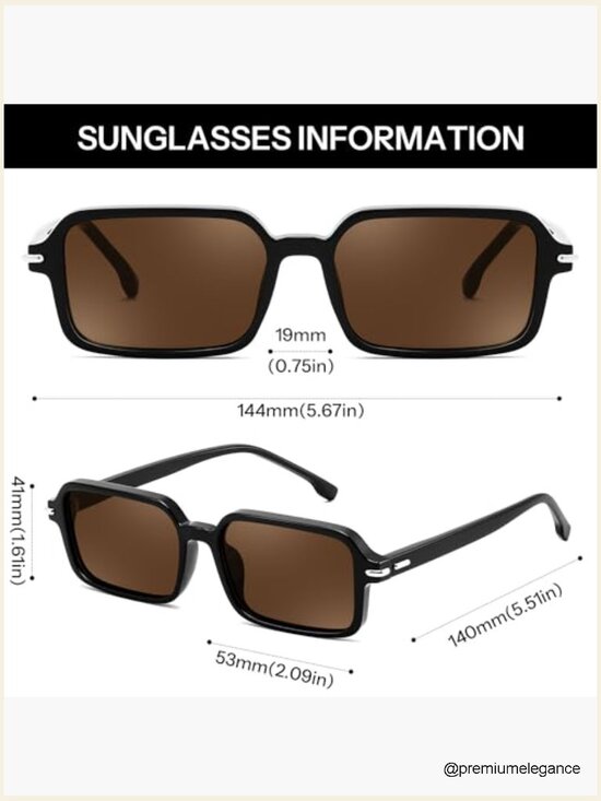 Vintage Rectangular Narrow Small Sunglasses UV400 Protection Retro main image 7
